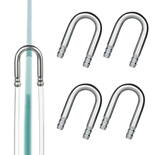 LINLAN 4-Piece Aquarium 304 Stainless Steel U-Tube Connector，Anti-Kink Design, Compatible with 4mm (0.16") ID Air Hose, Air Pump and CO2 Diffuser Accessory for Rimless Aquariums - size: 4 PCS 304 Stainless Steel