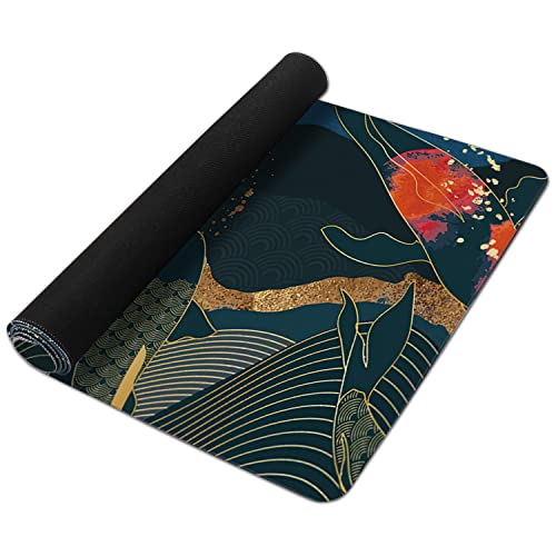 Watercolor Japanese Koi Fish Extended Gaming Mouse Pad Large Desk Mat with Non-Slip Rubber Base and Stitched Edges,Keyboard Mouse Mat Desk Pad for Work,Game,Office,Home 35.4 * 15.7 Inch - color: Watercolor Japanese Koi Fish