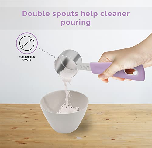 CuttleLab Measuring Cups and Measuring Spoons Set of 14 - Stainless Steel Measuring Cups and Spoons Set, Includes 1/8 Teaspoon Measuring Spoon, 1/8 Cup Measuring Cup, Leveler Dry (14,Cotton Candy) - color: Cotton Candy