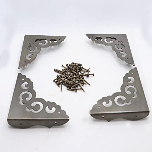 4Pcs Table Corner Protectors, 2.6"x2.6" Antique Bronze Metal Corner Protector, Table Corner Guards, Triangle Corner Decorative, Metal Edge Safety Corner for Wood Furniture Table Boxes Cabinets - color: Antique Bronze