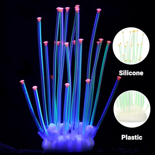 Realistic Coral Aquarium Decor with Weighted Base, Soft Silicone Tentacle Ornament Lifelike Moving for Freshwater Saltwater Fish Tank, Safe Shelter for Fish Shrimp Invertebrates Aquascaping (Green) - color: Green