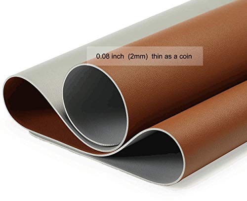 SUJAYU Dual Sided PU Leather Desk Pad, Mouse Pad, Office Desk Mat, Non-Slip Laptop Desk Pad, Waterproof Desk Writing Pad for Office and Home (23.6" x 11.8", Brown+Silver) - color: Brown+silver, size: 11.8" x 23.6"