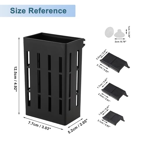 Aquarium Plant Holder, Fish Tank Plant Holder, Aquarium Plant Holder with Hooks and Suction Cups, Aquarium Plant Pots for Hanging Plants and Plant Cultivation, Black, 1 Set - color: Black