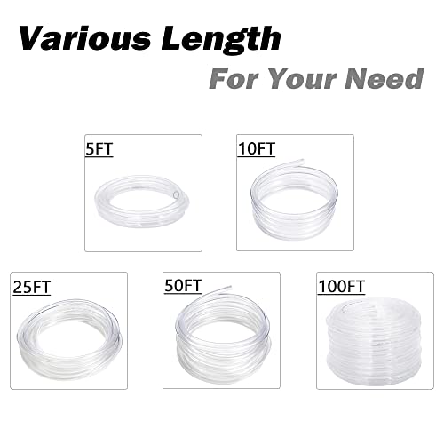 DAVCO 3/8" ID - 25 ft Clear Vinyl Tubing, Low Pressure Flexible PVC Tube, Heavy Duty UV Chemical Resistant Lightweight Plastic Vinyl Hose, BPA Free and Non Toxic, with 2 Stainless Clamps - size: 3/8"ID, style: 25 Feet