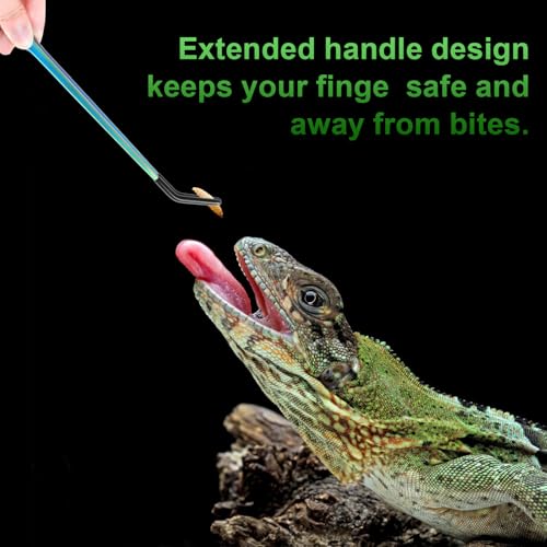 LveSunny 3PCS Stainless Steel Reptile Feeding Tongs, Reptile Tweezers Set with 10.6" Straight & Curved Rubber Tips, Feeding Tongs for Reptiles and Feeding Accessories for Aquarium & Terrarium