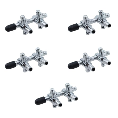 5PCS Aquarium Control Valve Fish Tank Air Valve Metal Stainless Steel Combination Valve Air Pump Air Flow Distributor 2 Ways Threaded Valve for Air Pump and Carbon Dioxide Equipment Split