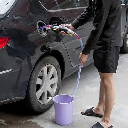 Portable Straw Pump 1pc - 39.37 Inch Flexible PVC Hose with Safety Pad & 2 Clamps, Ideal for Transferring Gas, Oil, Water & Fuel, Manual Siphon Pump for Automotive & Household Use