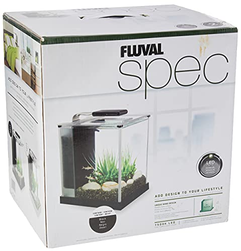 Fluval SPEC Freshwater Aquarium Kit, Aquarium with LED Lighting and 3-Stage Filtration, 2.6 Gallon, Black - color: Black, size: 2.6 Gal.