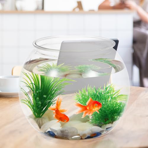Totority Transparent Aquarium Tank 8.66 Inch Multi-Function Betta Fish Bowl Desktop Goldfish Tank Office Party Home Decor Durable Pet Material