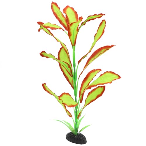 ALEGI Silk Aquarium Plants, 16 Inch Artificial Silk Plants Decorations for Fish Tank,Aquarium Décor Plastic Plants (Light Green with Red, 2 Pack) - color: Light Green With Red