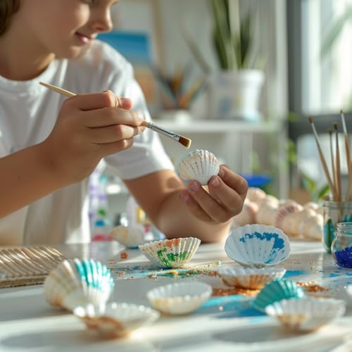 68 Pcs Small Natural Scallop Seashells 1-1.5 Inch Decorative Sea Shells for DIY Painting Projects,Coastal Crafts,Beach Theme Decor,Wedding Centerpieces, Aquarium,Vase Fillers,White,Colored Mix - color: White/Small