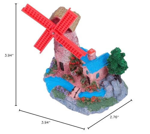 FOMIYES Fish Tank Windmill Ornament Home Decoration Fish Tank for Betta Fish Castle Aquarium Ornament Fish Hiding Cave Lizard Hideout Cinnamon Sticks Leopard Print Beard Resin, 12x7cm