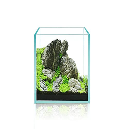 Nano Tall Rimless Frameless Extra Clear Glass Aquarium, Low Iron Glass Tank, 5mm Glass, White Leveling Mat Included, w/Lids Options - size: 2.6 GAL 7.8x7.8x9.8 in