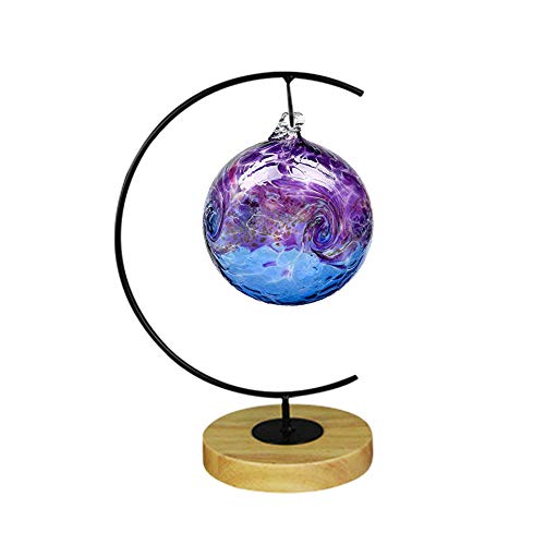YY YEARCHY Ornament Display Metal Terrarium Air Plant Stand Flower Pot Holder Iron Pothook Stand for Hanging Glass Globe Ball (G round wood) - color: Black, size: 11"x4.5"x4.5"