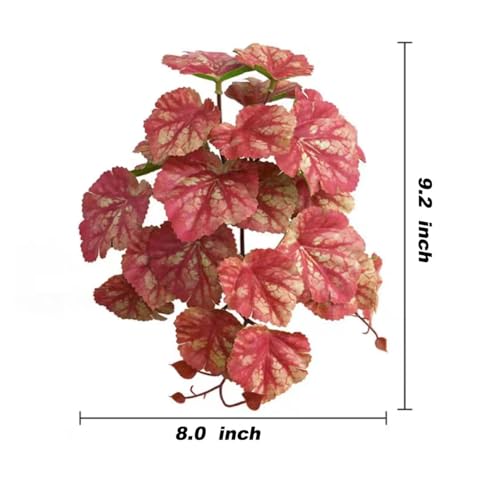 Reptile Plants for Terrarium Decor, Amphibian Habitat Decor, Reptile Tank Accessories, Artificial Hanging Plants with Suction Cup-2 Packs (Pink Heuchera Micrantha) - color: Pink Heuchera Micrantha