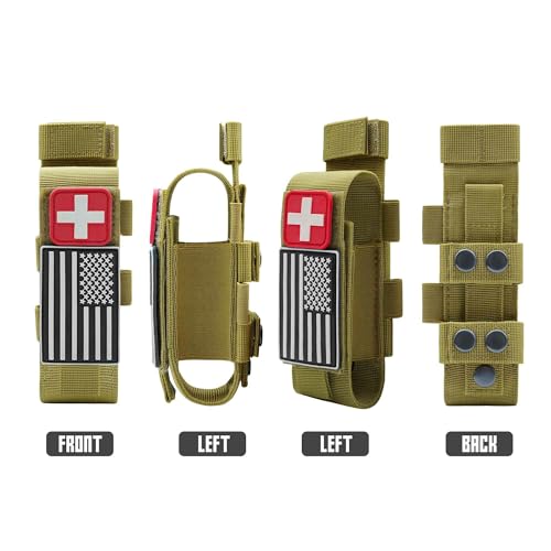 Upgrade 1000D Laser Cut Molle Tourniquet Holder, Heavy Duty Tactical Molle Tourniquet Pouch Holder - color: Pouch-Tan