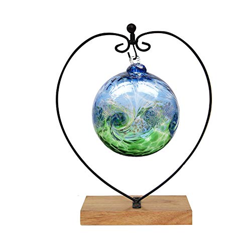 Ornament Display Stand Metal Stand Terrarium Air Plant Stand Flower Pot Holder Iron Pothook Stand for Hanging Glass Globe Ball (Heart Rectangle Wood) - color: Black, size: 11.02"x6.3"x3.15"
