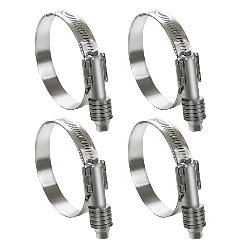 4 Pack Heavy Duty Worm Hose Clamp, Adjustable Range 1 1/4"-2 1/8" (32-54mm) 304 Stainless Steel Worm Gear Drive Hose Clamps for Water Pipe, Plumbing, Automotive and Mechanical Application - color: 4 Pcs, size: 32-54mm