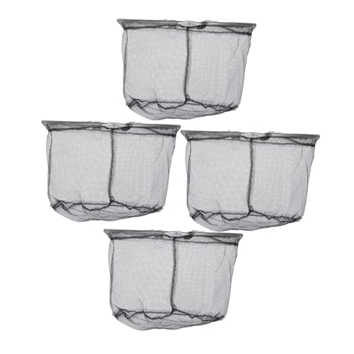 OSALADI 4pcs Foldable Fishing Landing Net Heads with Deep Black Mesh, Stainless Steel Frame, Replacement Netting for Freshwater and Saltwater Anglers