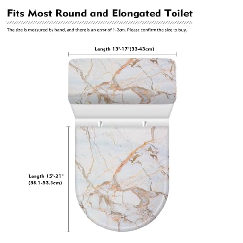 Toilet Tank Lid Cover Replacement Set of 2, Durable Toilet Covers Set with Elastic Bottom Fits Most Size Toilet Tanks & Lids Home Decoration, White Brown Marble - color: White Brown Marble