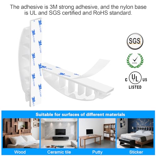 XHF 30pcs Adhesive Cable Wire Clips white, Outdoor Cable Management Wire Organizer Cord Holder for Under Desk, Car, Wall, TV PC Ethernet Cable - color: White, size: 6 cords slots-30pcs