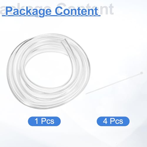 uxcell Flexible PVC Tubing, 8mm ID x 12mm OD - 6.6 Feet Long Clear Vinyl Water Pipe, Lightweight Plastic Hose Water Pipe with Zip Ties for Aquaponics, Air Hose, Irrigation - size: 8mm ID x 12mm OD