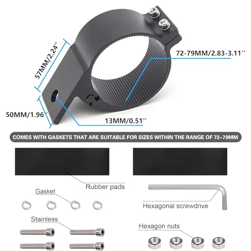 Tube Clamp Mounting Bracket for 3 Inch Bull Bar Roof Rack Roll Cage Mounts LED Square Round Work Light & Light Bar (Adjustable Between 72-79mm/2.8-3.1inch ) - size: 72mm-79mm(Approx 2.8"-3.1")