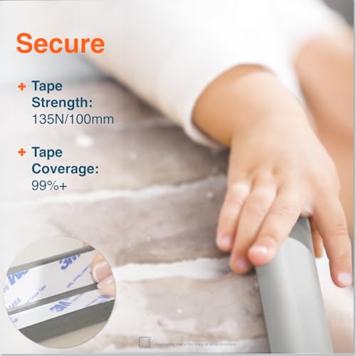 Roving Cove HeftyFit Edge Corner Protector Baby Proofing (Large 15ft Edge 4 Corners), Heavy-Duty, Soft NBR Rubber Foam, Furniture Fireplace Safety Bumper Guard, 3M Adhesive, Stone Grey - color: Stone Grey, size: Large 15 feet