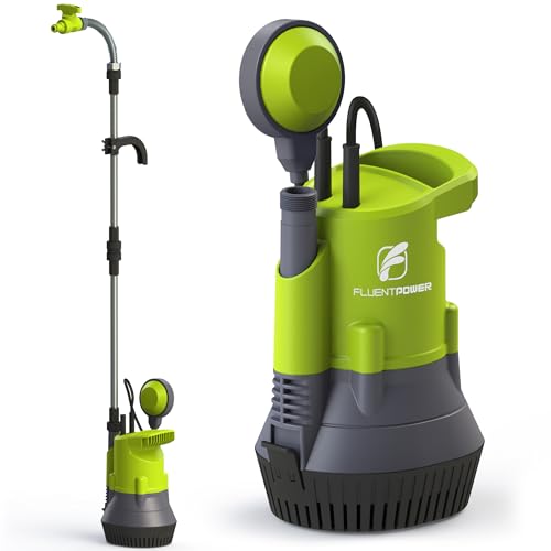 FLUENTPOWER 1/2HP Rain Barrel Pump, 1050GPH Submersible Water Pump with Float Switch and 26ft Cable, Drainage Water from Hot Tub Cellars Rain Barrel Ponds Pools - style: 1/2HP 1050GPH