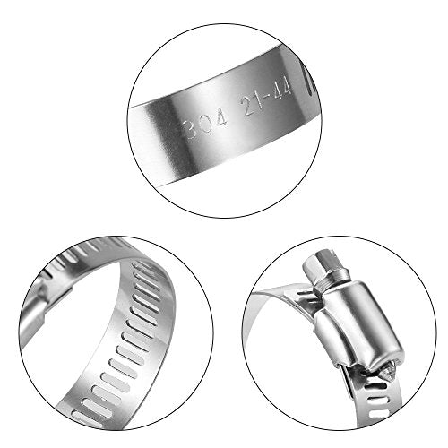 LOKMAN 20 Pack Stainless Steel Hose Clamp Adjustable 1-1/8'' - 2'' (27-51mm) Worm Gear Hose Clamp, Metal Fuel Line Pipe Clamp for Plumbing, Automotive And Mechanical Application - size: 27-51mm