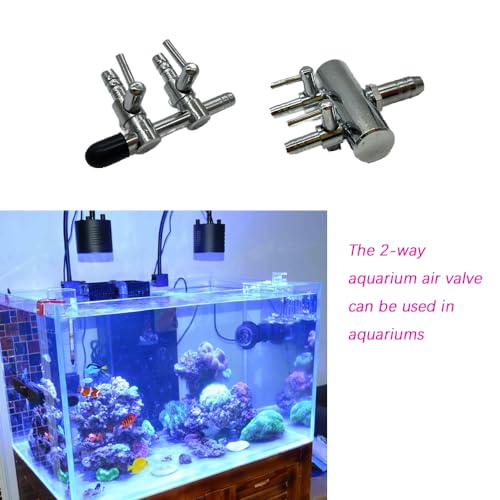 4 Pcs 2-Way Aquarium Air Splitter, Stainless Steel Pump Lever Flow Control Valve for Fish Tank (2 Sizes)