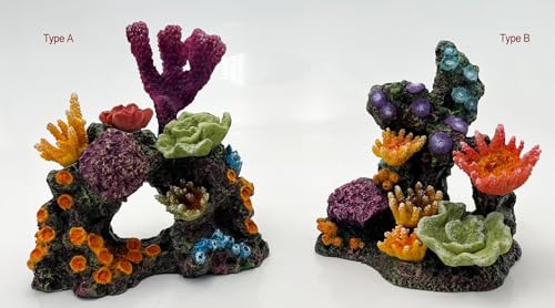 S-Lifeeling Charming Resin Coral Reef Ornament - Realistic Aquarium Decor Gift for Fish & Shrimp Hideaway, Suitable for Freshwater & Saltwater Tanks (6.1 x 4.1 x 6.1 inches) - color: Type B