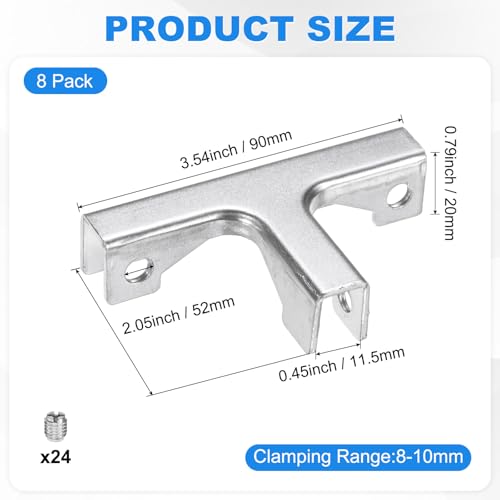 M METERXITY Glass Fixing Clip (8-10mm) 8 PCS - Aluminum Alloy T-Shaped Glass Combination Fixing Bracket & Reinforced Clip Clamp Accessories, Apply to DIY Display Cabinet/Fish Tank - size: 8-10mm