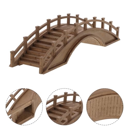 Miniature Wooden Arch Bridge Figurine for Bonsai Landscape Decor Tiny Wood Bridge Model for Micro Garden Scene and Outdoor Patio Decoration