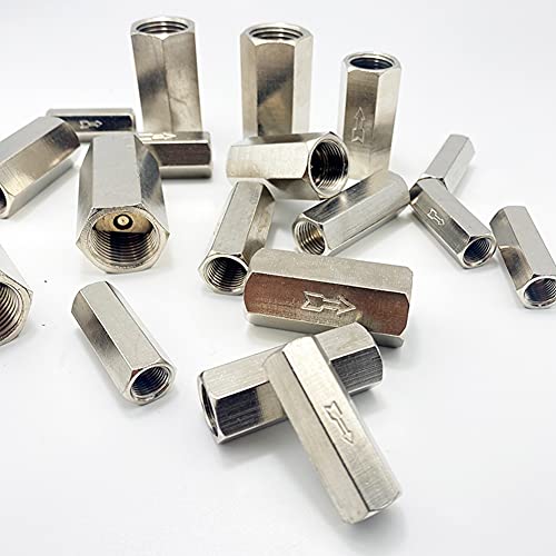 Air Check Valve G1/4" Female Threaded Full Ports One Way Silver Water Brass Non Return Check Valve (Pack of 2) - size: 2PCS