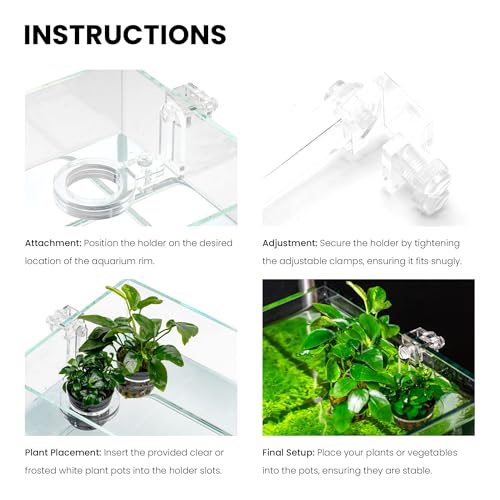 Ultum Nature Systems Hydro Pot Holder – Clear Adjustable Acrylic Aquarium Plant Holder - Sturdy Aquarium Planter and Aquatic Plant Pot for Live Plants, Large - size: Large