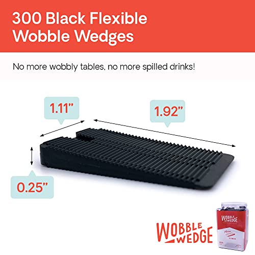 Wobble Wedges Flexible Plastic Shims - Leveling Shims for Home Improvement, Furniture Levelers, Table, and Toilet for Leveling - Made in USA Plastic Wedges Shim for Appliances (Black, 300-Pack) - size: 300