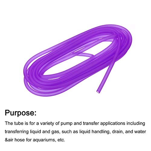 uxcell Aquarium Airline Tubing Hose 5/32" ID 15/64" OD 1Pcs 13.12 Ft Silicone Flexible Airline Tubing for Fish Tank, Terrariums, and Hydroponics, Purple - color: Purple