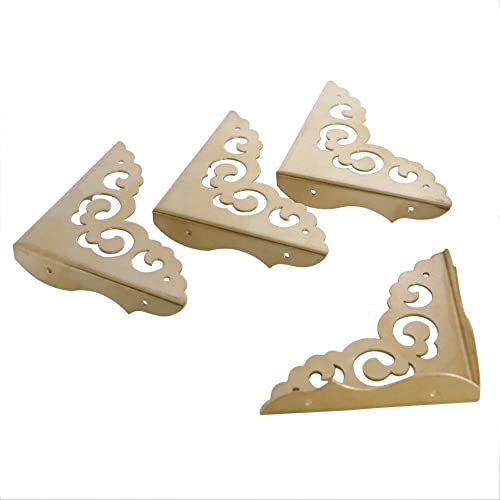 4Pcs Table Corner Protectors, 2.6"x2.6" Gold Metal Corner Protector, Coffe Table Corner Guards, Anti Scratch Table Corner Edge, Decorative Corners for Furniture Boxe Cabinet Prevents Damaged - color: Gold