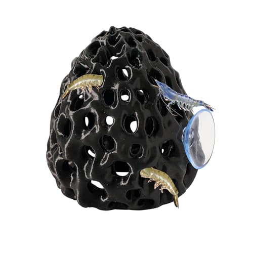 Shrimp Dome Hide, Shrimp Hides for Aquarium, Betta Fish Hideout with Suction Cup, Betta Habitat Tank Ornament Accessories, Aquarium Decor for Small Fish Guppy Hiding Resting (Black) - color: Black