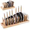 MEKER Pot Lid Holders, Cabinet Organizer for Food Contanier Lid, Bamboo Expandable Bakeware for Under Cabinet, Adjustable Dividers, Pot Lids Holder Rack, Cookie Sheet Baking Pan, Tray Organizer, 10PCS