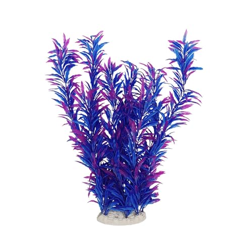 2 pcs Aquarium Decor Plastic Plants Extra Large 21 Inches Artificial Fish Tank Plants Tall Fish Tank Decorations Artificial Green Water Plants (Purple) - color: Purple