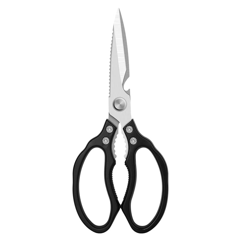 AWinjoy Heavy Duty Sharp Kitchen Scissors, Dishwasher Safe, Cooking Shears for Meat, Chicken, Fish, Poultry, Herb, Bread (Black) - color: Black