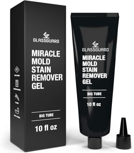 GlassGuard Miracle Mold Stain Remover Stain Gel – Heavy Duty Cleaning Gel for Grouts, Ceramic, Glass, Silicone, Caulk & More – Washing Machine Cleaner Front Loader (300 ml / 10 oz) - size: 10 Fl Oz (Pack of 1)