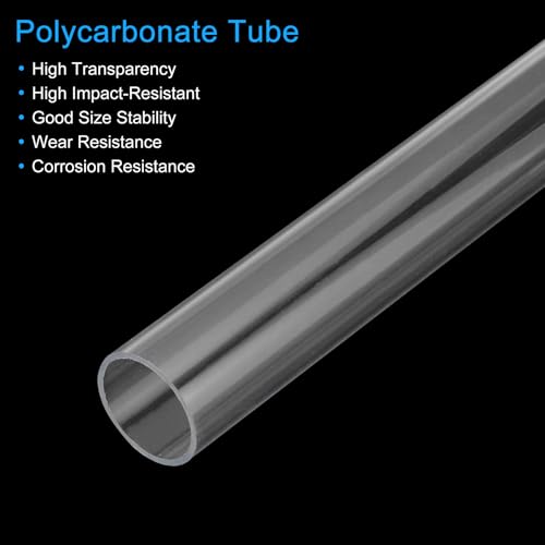 MECCANIXITY Plastic Pipe Rigid Polycarbonate Round Tube Clear 0.7"(18mm) ID 0.8"(20mm) OD 9.6"(245mm) High Impact for Lighting, Models, Water Plumbing - size: 0.7"IDx0.8"ODx9.6"