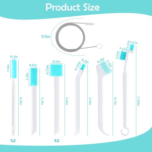 Palksky Ice Maker Cleaning Brush Set, Ice Machine Cleaning Tools - 2Pcs Drain Pipe Brush Nylon Bristles with 8Pcs Crevice Cleaning Brush - color: A