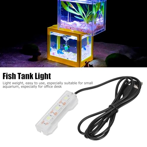0.66W Aquarium Light, Plastic Aquarium Lamp with 39.4in USB Cable, Multifunctional LED Fish Tank Light, Aquarium Accessories for Freshwater Plants, 2.4x0.8in