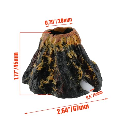Aquarium Volcano with Air Stone Bubbler Cute Ornament Fish Tank Bubble Maker Aquarium Air Bubbling Airstones, Tubing Accessories for Oxygenation(Yellow Volcano) - color: Yellow Volcano