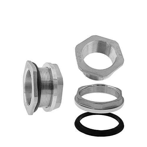 1.5" Bulkhead Water Tank Connector SUS304 Stainless Steel Thru-bulk Fitting,SAFYY Water Pipe Connector,Water Tank Adapter,Thru-Bulk Pipe Fitting for Rain Barrels,Aquariums,Water Tanks,Tubs,Pools - size: 1.5 Inch
