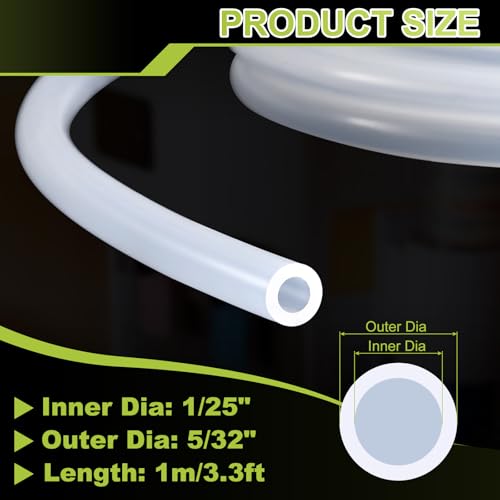 METALLIXITY Silicon Tubing(1/25" ID x 5/32" OD x 3.3Ft), Pure Silicone Hoses High Temp - for Printer, Hot Water Dispenser, Engine, Brewing, Fish Tank Air Pump, Pump Transfer, Clear - size: 3.3 Feet, style: 1/25" IDx5/32" OD